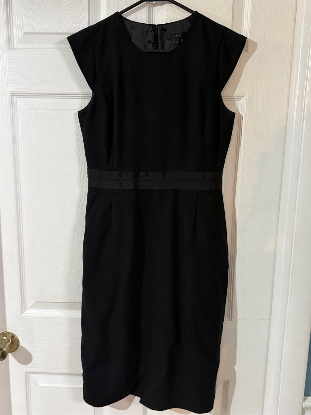 J. Crew Black Cap-Sleeve Sheath Dress